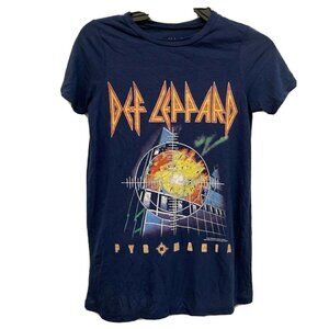 Def Leppard Tour Multicolor Pyramid Graphic Tee V Neck Short Sleeve Top